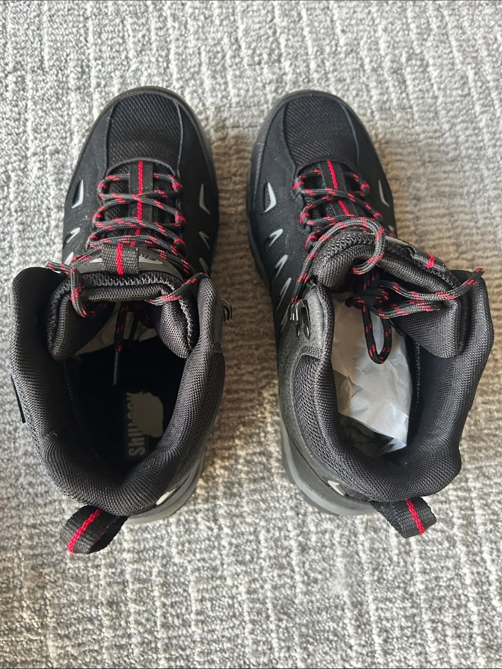 SHULOOK Men's Waterproof Hiking Boots Black/Red 9.5